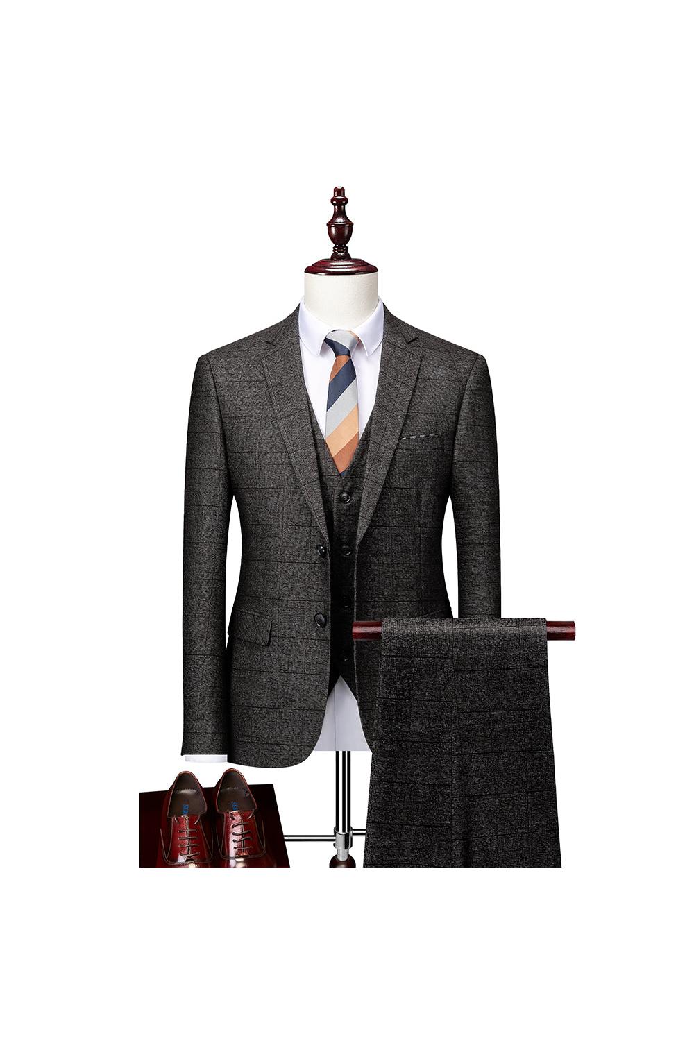 Men's Plaid Wedding Suit In Tailored Fit With Single Breast And Two Buttons