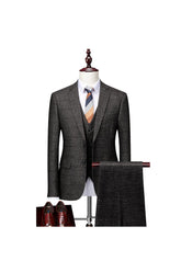 Men's Plaid Wedding Suit In Tailored Fit With Single Breast And Two Buttons