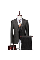 Men's Plaid Wedding Suit In Tailored Fit With Single Breast And Two Buttons
