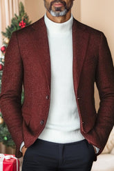 Men's Retro Standard Fit Burgundy Casual Blazer With Two Buttons