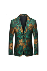 Men's Single Breasted Tailored Fit 2-Piece Floral Print Wedding Suit Blazer