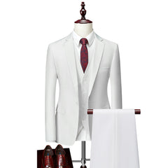 Men's Tailored Fit Single Breasted One-Button 3-Piece Wedding Suits In Burgundy White Ivory Gray And Blue