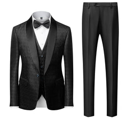 Men's Tailored Fit Single Breasted One-Button 3 Pieces Prom Party Suits In Red Blue Black And White