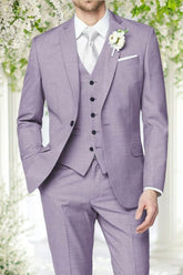 Men's Tailored Fit Single Breasted One-Button Lilac Suit For Wedding And Formal Events