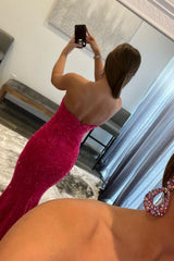Mermaid Prom Dress Fuchsia Sequins Long Evening Dress