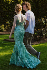 Mermaid Prom Dress Green Long Evening Dress With Slit