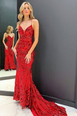 Mermaid Prom Dress Sequin Long Elegant with Sweep TrainEvening Dress