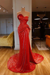 Mermaid Prom Dress Sleeveless Sweetheart Sequined Formal Dress