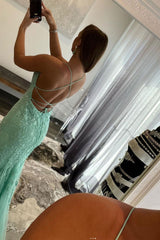 Mermaid Prom Dress Spaghetti Straps Lace Evening Dress