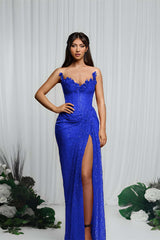 Mermaid Prom Dress Strapless Sleeveless Formal Dress With Sequins