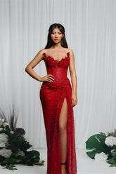Mermaid Prom Dress Strapless Sleeveless Formal Dress With Sequins