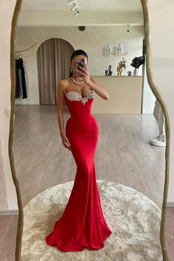 Mermaid Prom Dress Sweetheart Formal Dress With Beadings and Rhinestones