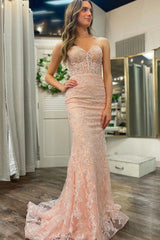 Mermaid Prom Dress Sweetheart Neck Sequined Lace Long Evening Dress
