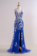 Mermaid Prom Dress V Neck Long Elegant with Delicate Appliques Beading Evening Dress