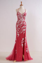 Mermaid Prom Dress V Neck Long Elegant with Delicate Appliques Beading Evening Dress