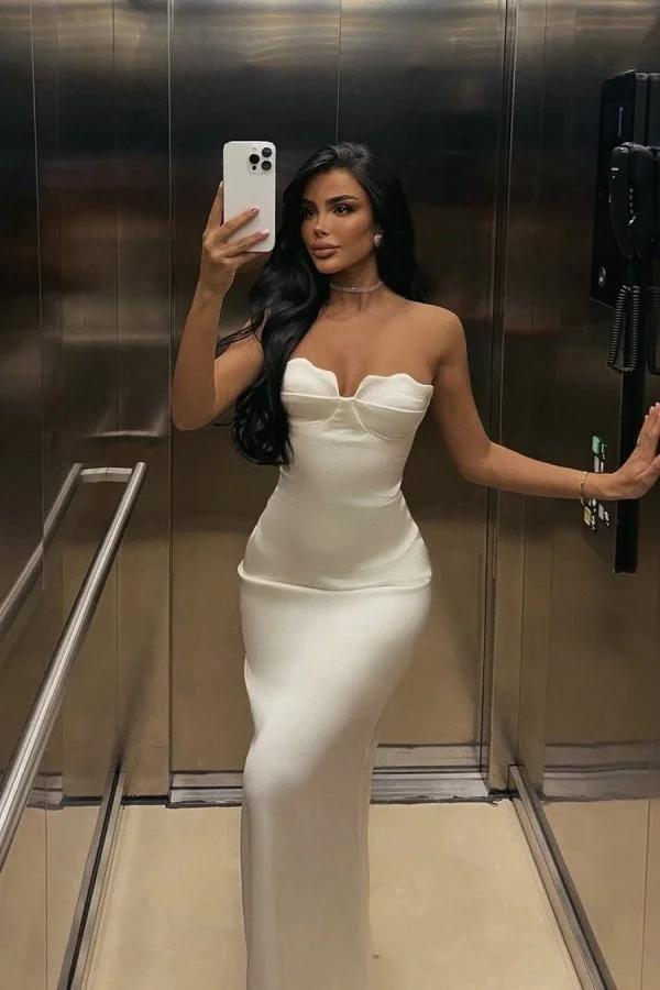 Mermaid Satin Prom Dress Sleeveless Sweetheart Formal Dress