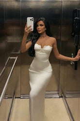 Mermaid Satin Prom Dress Sleeveless Sweetheart Formal Dress