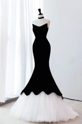 Mermaid Velvet Formal Dress Black Long Evening Dress