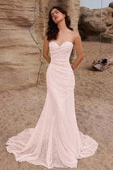 Mermaid Wedding Dress Sleeveless Sweetheart Sequined Bridal Gown