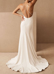 Mermaid Wedding Dress V Neck Sleeveless With Train