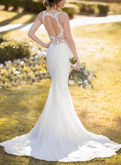 Mermaid Wedding Dress with Lace and Back Hole