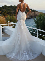 Mermaid Wedding Dress with Lace and Back Hole
