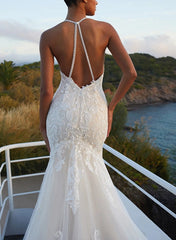 Mermaid Wedding Dress with Lace and Back Hole