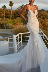 Mermaid Wedding Dress with Lace and Back Hole
