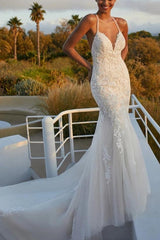 Mermaid Wedding Dress with Lace and Back Hole