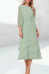 Mint Green Mother of the Bride Dress Chiffon Two Piece Wedding Guest Dress