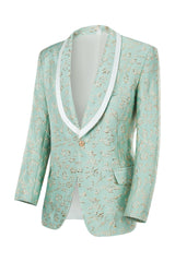Mint Shawl Lapel Jacquard One Button Men's Prom Suit Blazer Pants