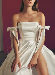 Modern Sexy Satin Off The Shoulder A Line Wedding Dress