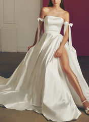 Modern Sexy Satin Off The Shoulder A Line Wedding Dress