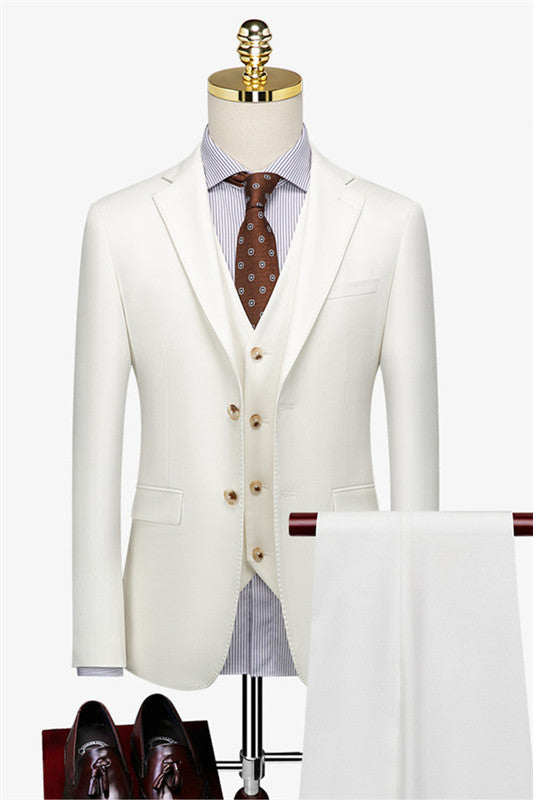 Modern White 3 Piece Fashion Slim Fit Men's Suit