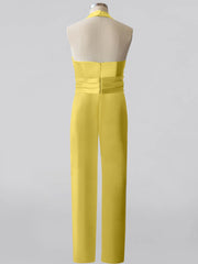 Mother of the Bride 2-Piece V-Neck Sleeveless Pantsuit with Bow Belt Floor Length