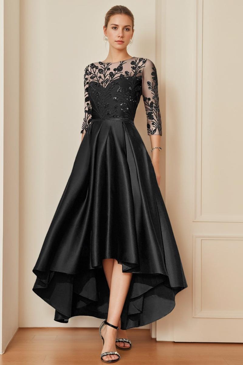 Mother of the Bride A-Line Princess Dress with Scoop Neck 3/4 Sleeves Dressystars Mother of the Bride A-Line Princess Dress with Scoop Neck 3/4 Sleeves Dressystars