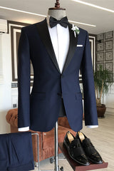 Navy Blue Two Piece Peaked Lapel Business Suit