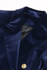 Navy Double-Breasted Fitted Two-Piece Suit For Women