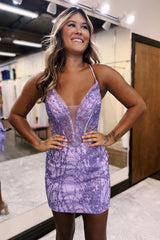 Navy Homecoming Dresses Corset Sequin Tight Short Cocktail Dresses