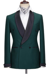 New Arrival Dark Green Wedding Suit with Black Shawl Lapel