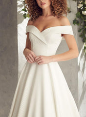Off Shoulder Ball Gown Wedding Dress Satin
