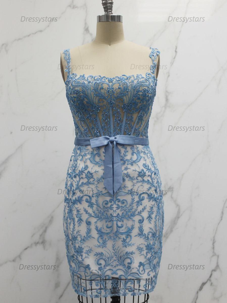 Dressystars Off-Shoulder Lace Bodycon Homecoming Dress with Bow
