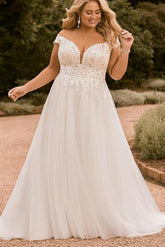 Off The Shoulder A Line Beach Wedding Dress