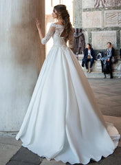 Off The Shoulder Ball Gown Wedding Dress With Sleeves