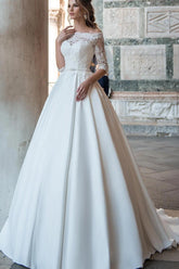 Off The Shoulder Ball Gown Wedding Dress With Sleeves