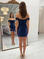 Dressystars Off-The-Shoulder Beaded Corset Homecoming Dress with Ruched Skirt
