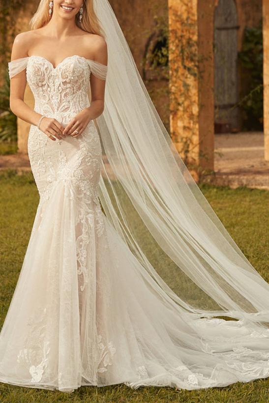 Off The Shoulder Lace Mermaid Wedding Dress