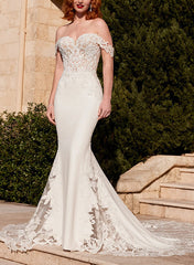 Off The Shoulder Lace Trumpet/Mermaid Wedding Dress