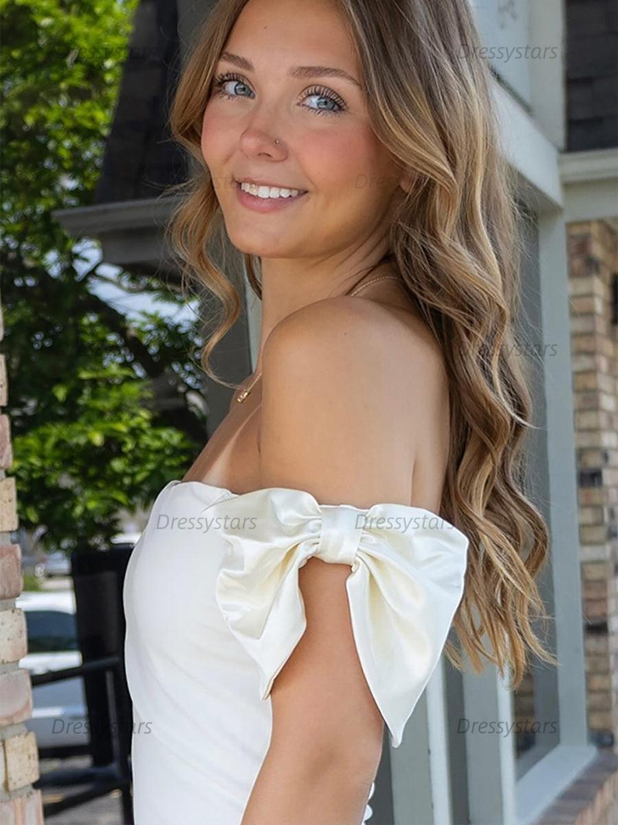 Dressystars Off The Shoulder Short Homecoming Dress with Bow