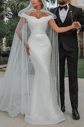 Off The Shoulder Sleeveless Sequined Trumpet/Mermaid Wedding Dress